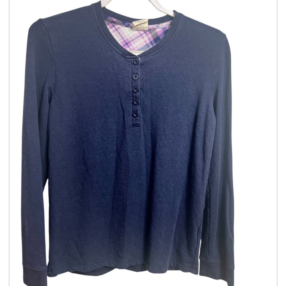 Fishers Finery Blue Bamboo & Organic Cotton Blend Pajama Top - XS